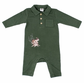 SublimatedPrint Contrast Stitch Detail Boys' Chipmunk Knit Long-Sleeve Body Suit