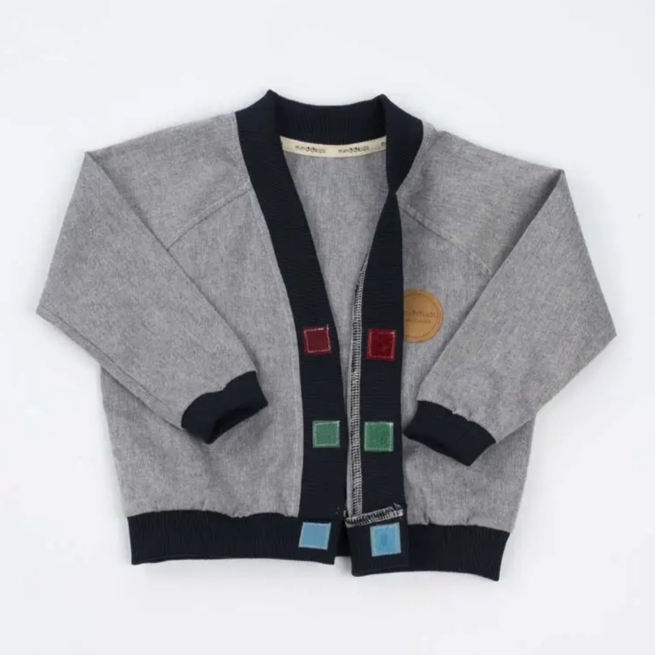 Durable Overlock Stitch Moisture Wicking Material mimOOkids Barcelona Close-Me Cardigan Organic Cotton, Denim