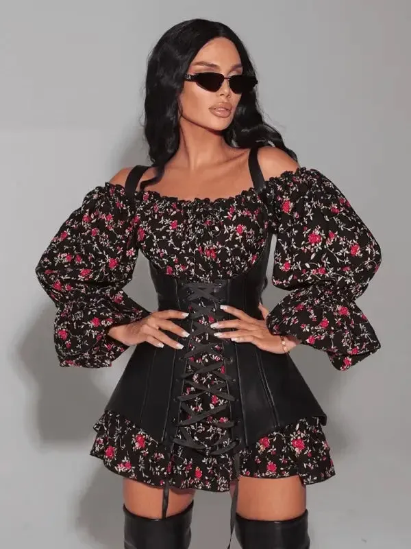 Mini Elegant Dress with Bandage Corset Professional Look Light Jacket