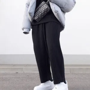 Men'S Solid Color Simple Mid-Waist Loose Casual Trousers Multi Pocket System