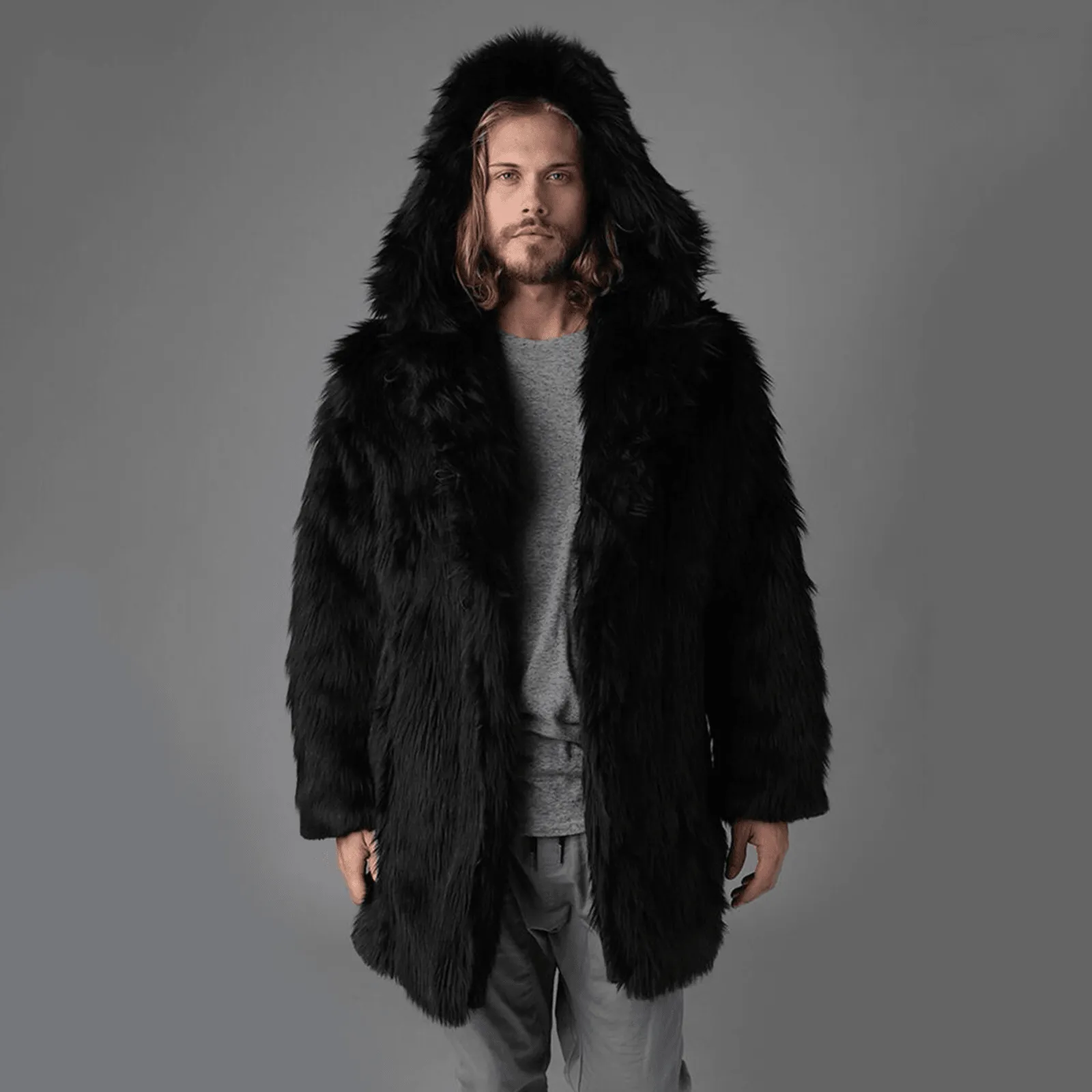 Comfy Street Piece Matte Finish Fashionable Temperament Men'S Faux Fur Jacket to Keep Warm