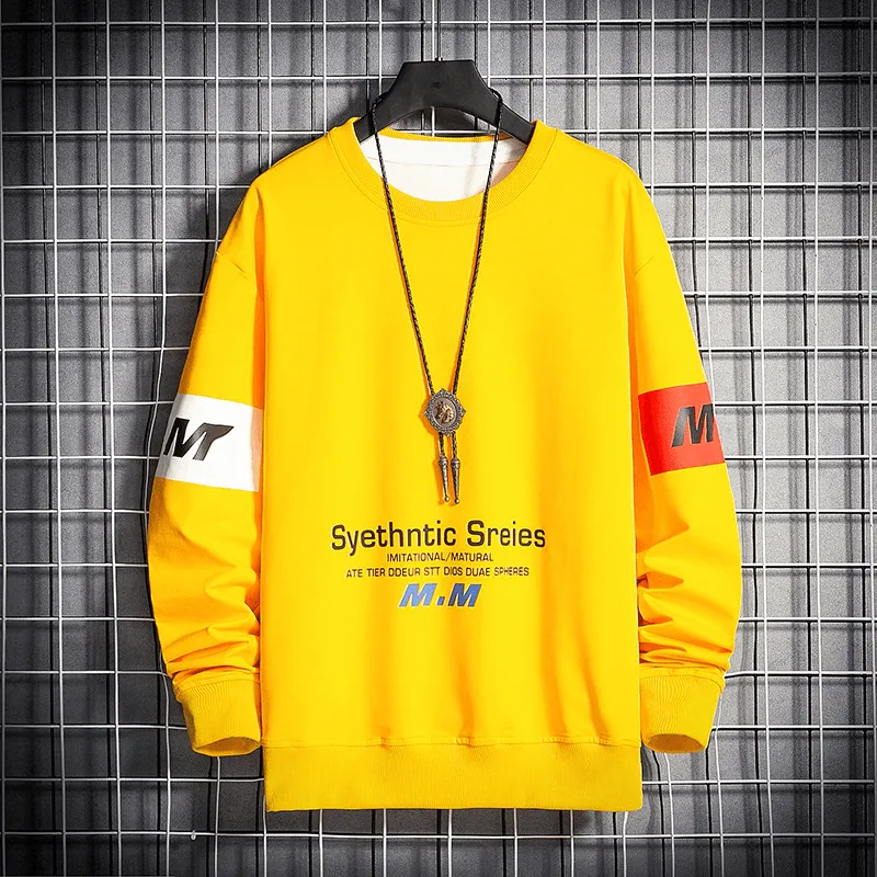 Water-Repellent Finish Autumn Loose Letter Printed Sweater Men'S Long Sleeved Sweater