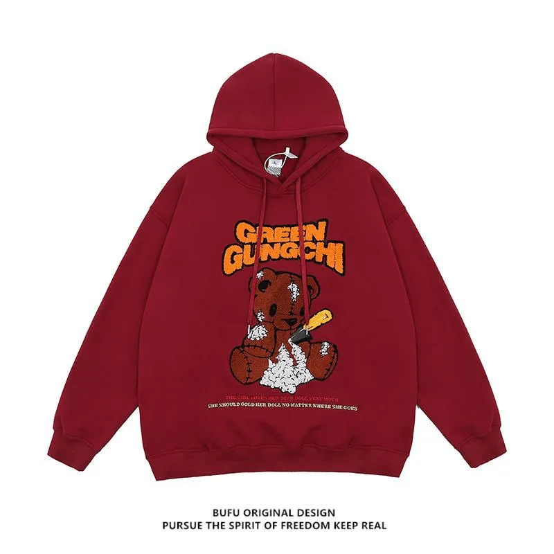 fit test Outdoor Sporty National Tide Brand Cartoon Bear Sweatshirt