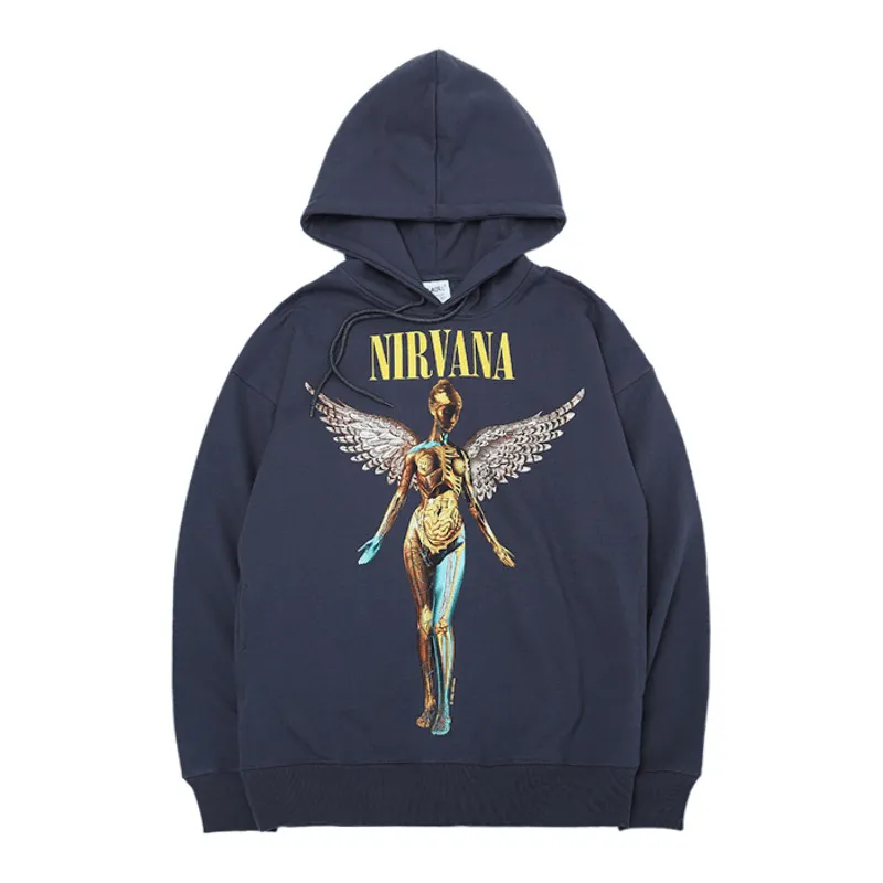 European and American Fashion Brand Nirvana Band Angel Sweatshirt Hoodie Relaxed Layer Relaxed Style