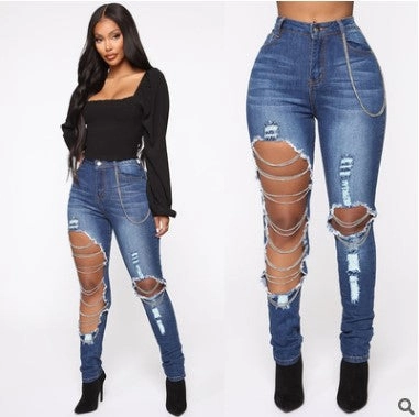 Women's Fashion Casual Simple Ripped Jeans All Style Fit