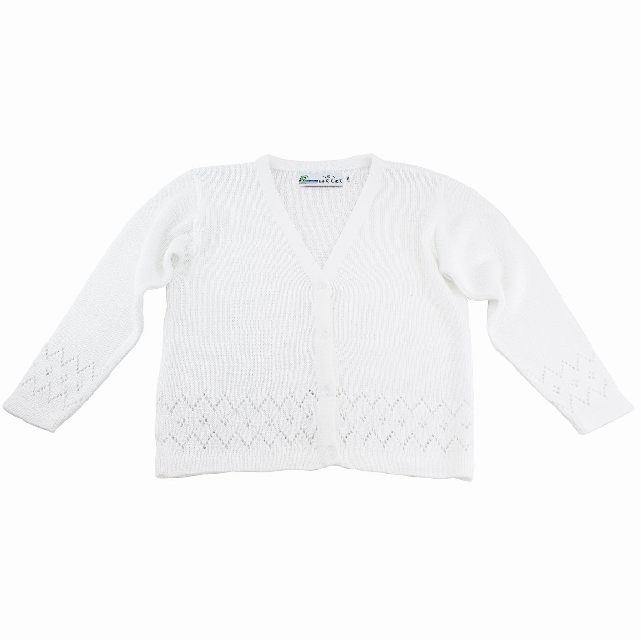 Girl's V-Neck Cardigan Sweater TC-84 Textured Weave Pattern