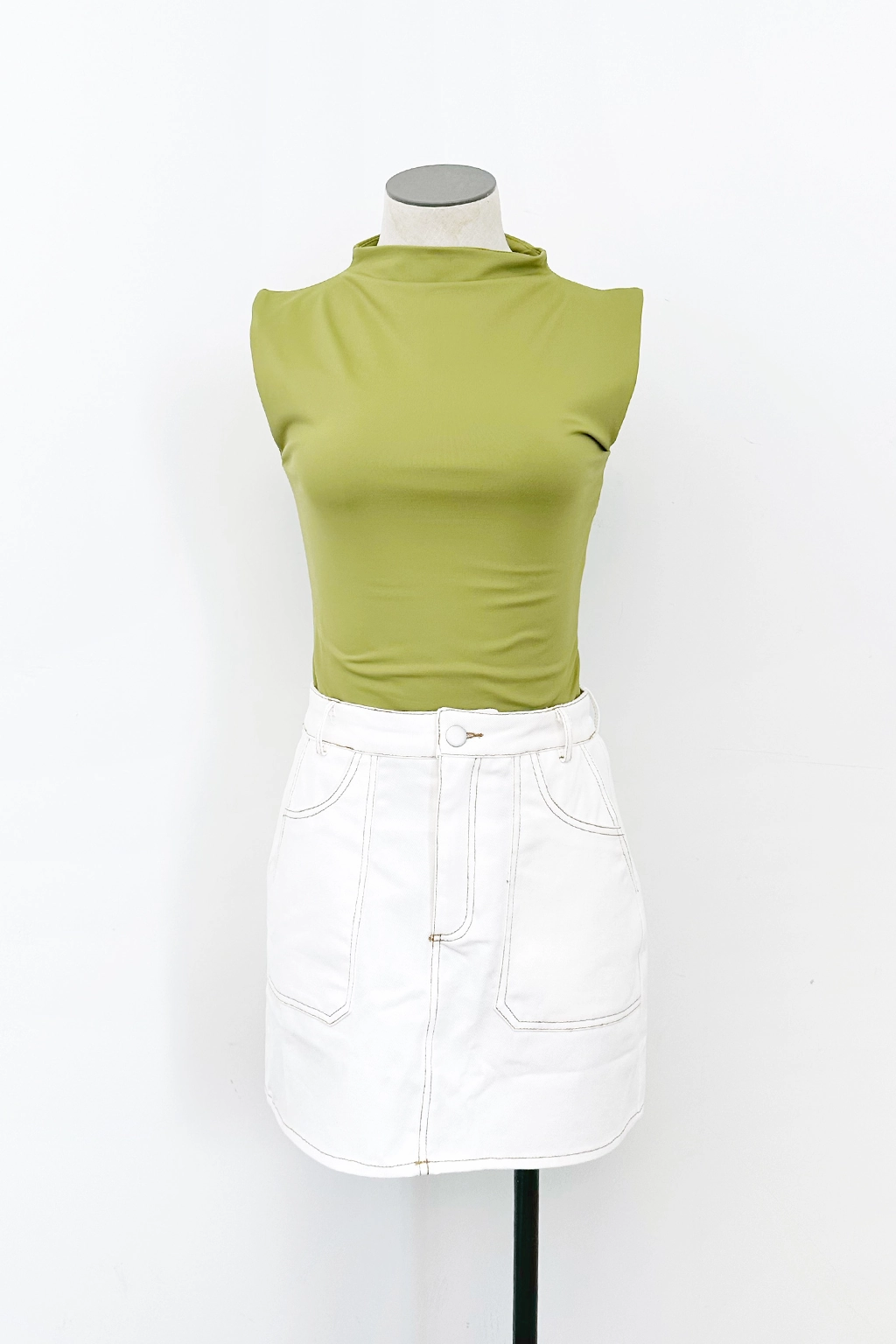 Reinforced Elbow Patches Durable Weave Mock Neck Fitted Top