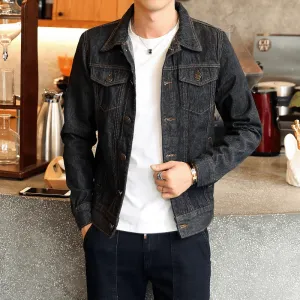 Spring and Autumn Denim Jacket Male Couple Motorcycle Jacket Wool blend