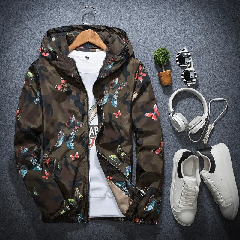 Minimalist Look goes with sneakers Hooded Men'S Jacket Casual Long Sleeve Student Top Slim Teen Windbreaker