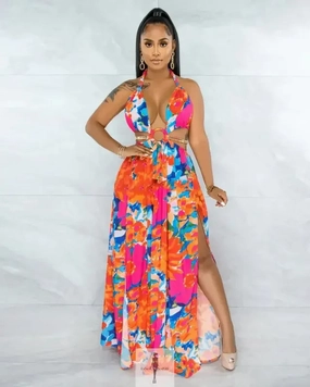 Floral Print Summer Dress Vibrant Colors