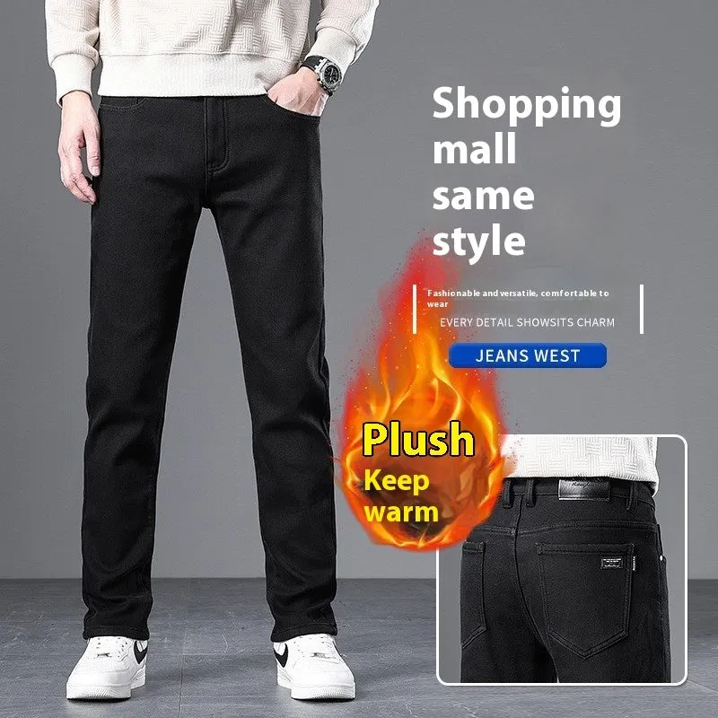 Men's Loose Straight Business Pants Winter Thick Style Trousers Party Look Sunny Vibes Couple Look