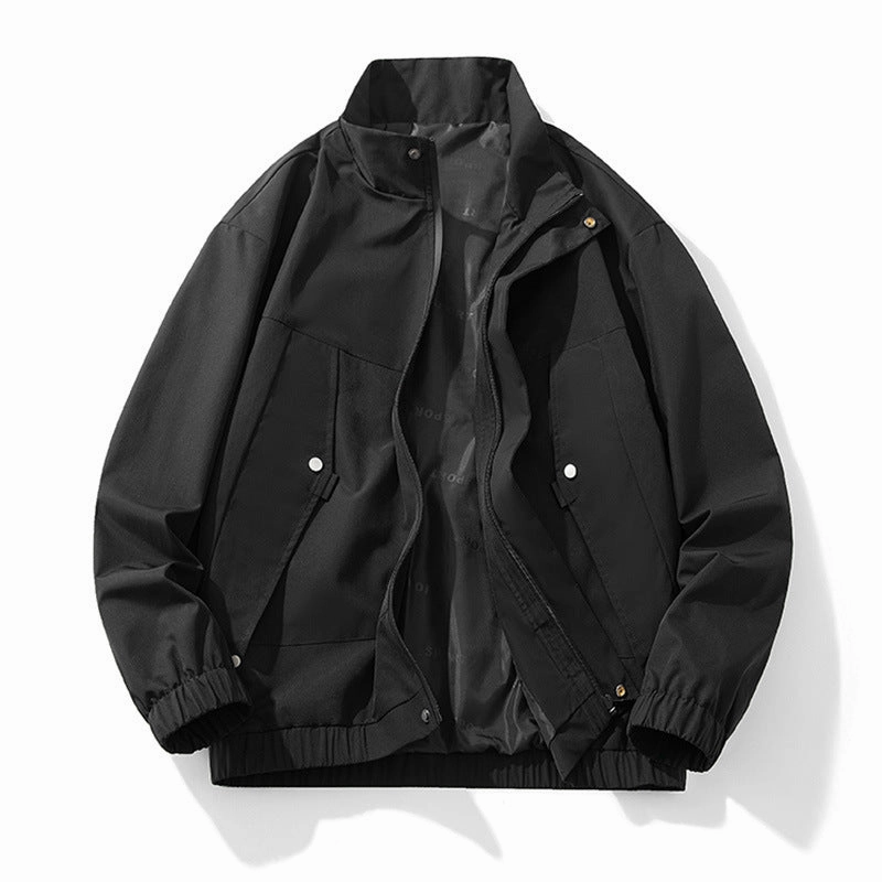 Men's Spring And Autumn Stand Collar Retro Casual Jacket AntiStaticFinish LightweightLayering