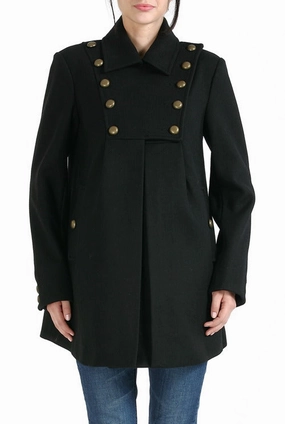 Momo Maternity Women's 'Stella' Military Style Wool Blend Coat QuickDry Fabric Fray Resistant Edges