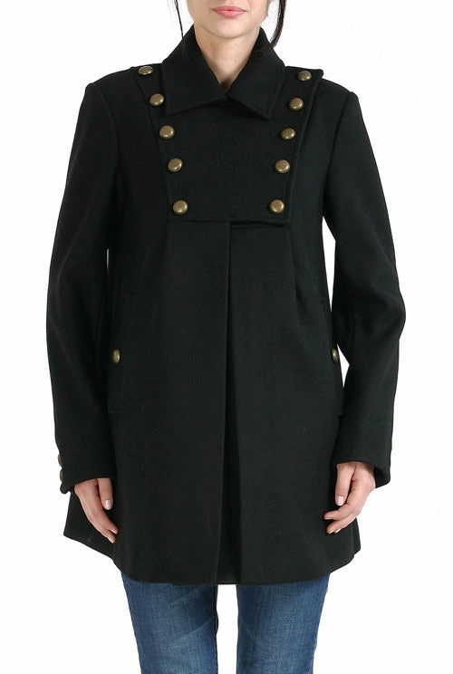 Soft Lined Interior Smart Casual Momo Maternity Women's 'Stella' Military Style Wool Blend Coat