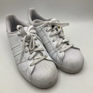 Size 7Y: Adidas White Lace-Up Sneakers Velcro Strap Low Top Design