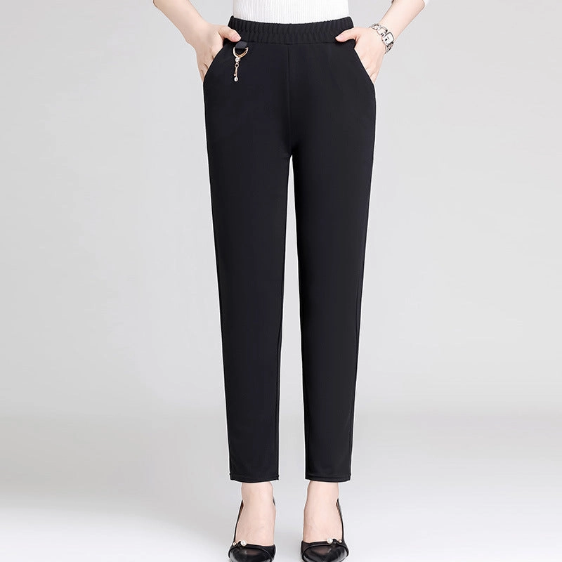 Stretch Panel Low Maintenance Western Style Middle-aged And Elderly Spring And Autumn Long Pants