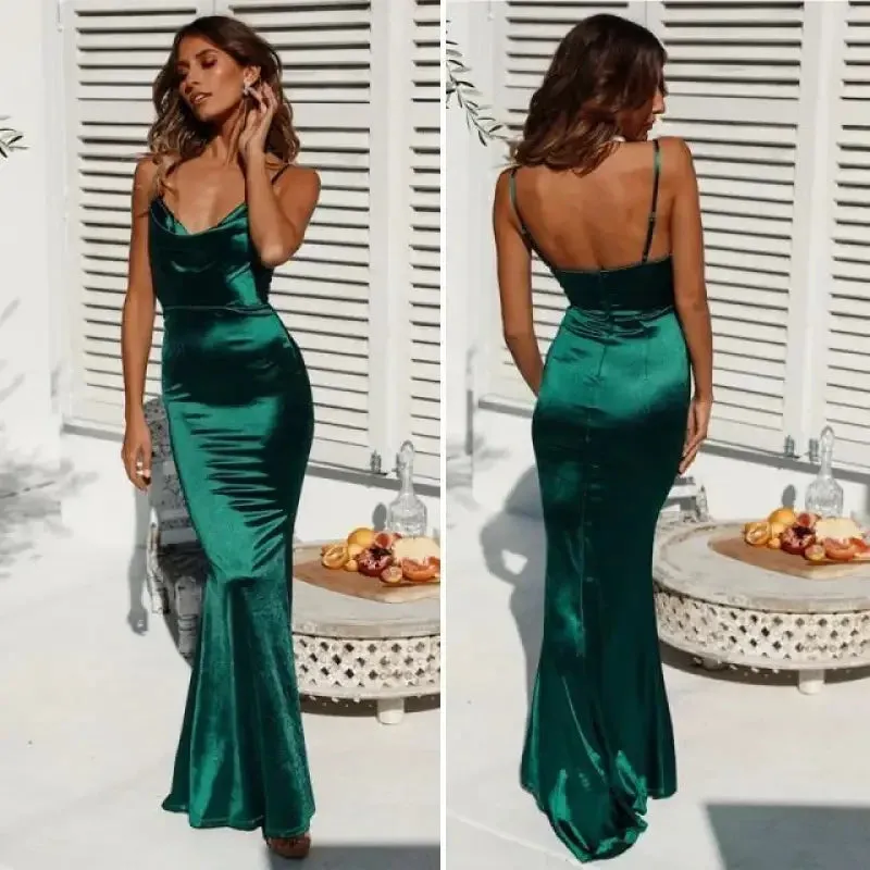 Strappy Gown Satin Dress Formal Attire