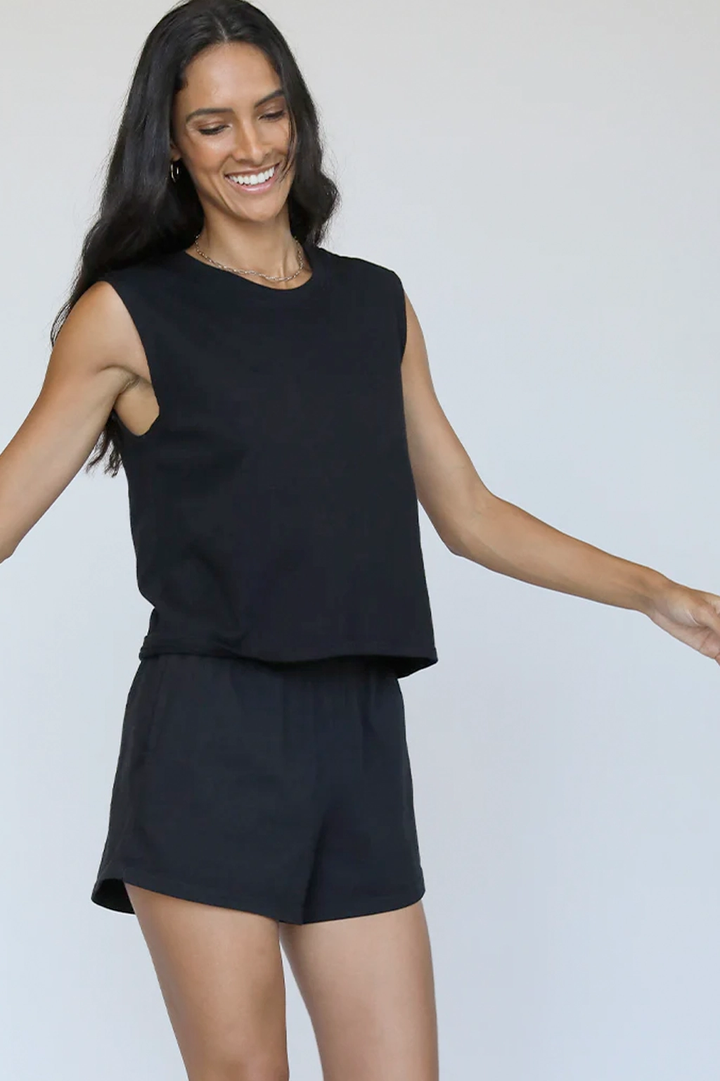 LaserCut Edges Ribbed Trims Muscle Tank