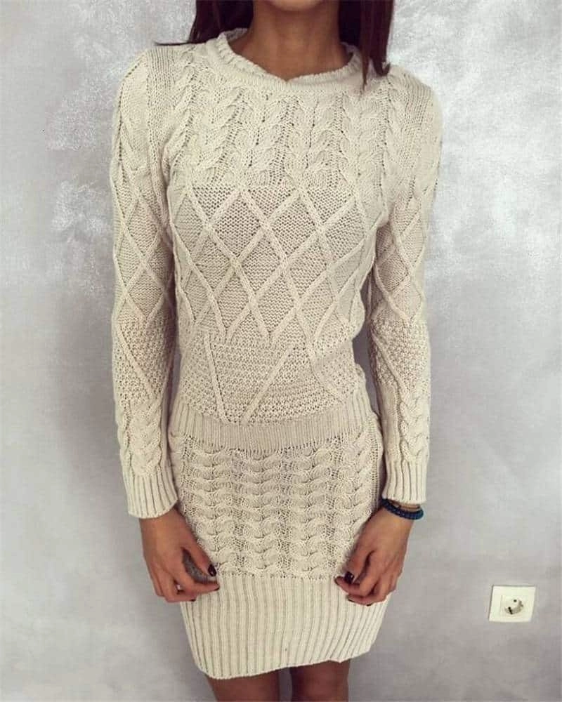 Relax Draping Bold Elegance Women's Casual Warm Knitted Dress