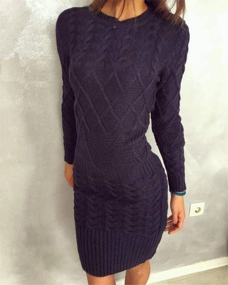 Dreamy Silhouette Women's Casual Warm Knitted Dress