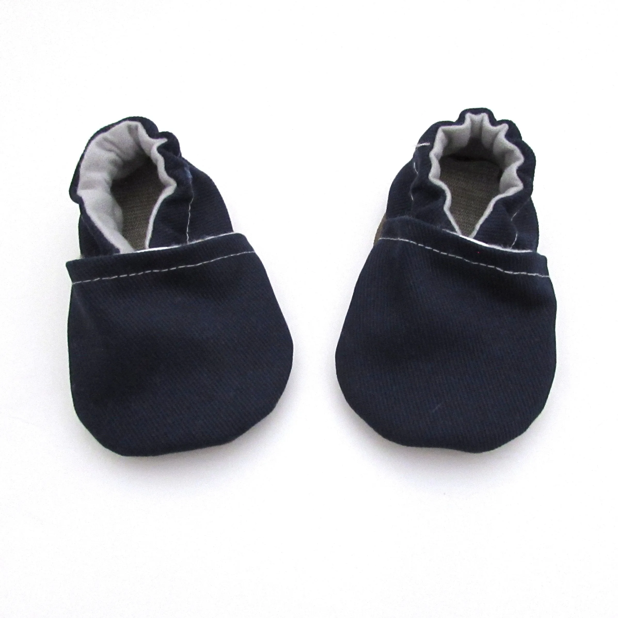 Navy Brushed Denim Baby Shoes Breathable touch