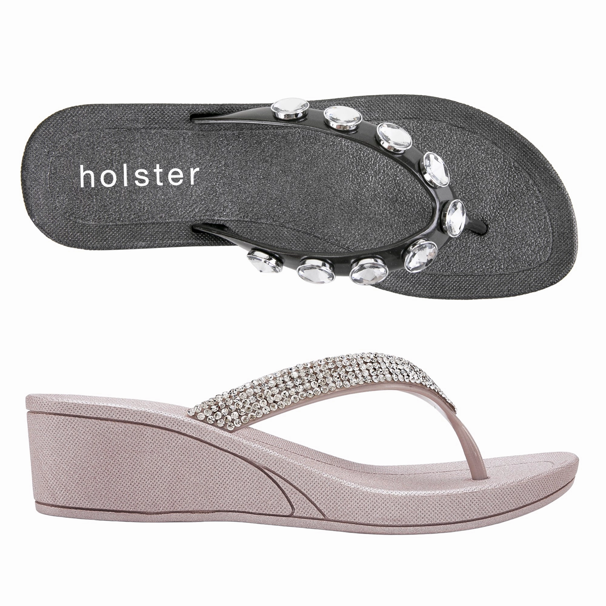 Elegant Feel Neptune Wedge & Alice Wedge Bundle - Black / Champagne