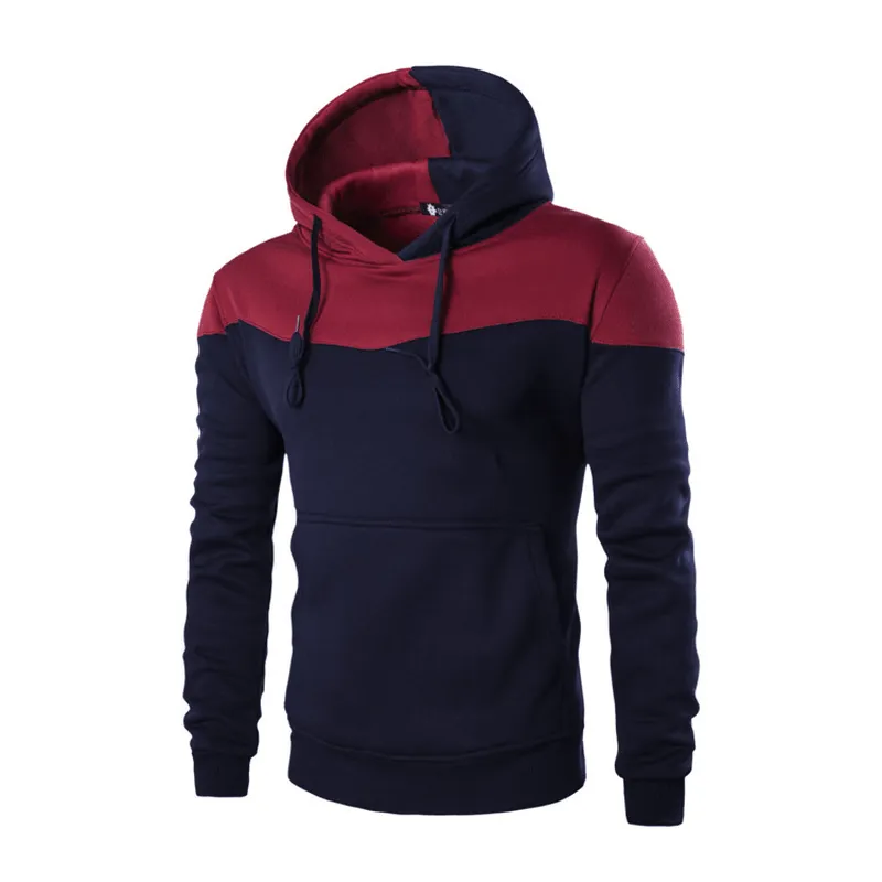 European and American Men'S Loose Color Matching Stitching Hooded Sweater Tether product brand name recognition product eco friendliness level