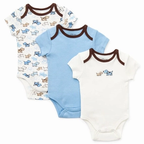 Winter Fashion Baby Boys' 3-Pack Cute Puppies Bodysuits LB802568N