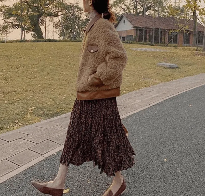 Layered Hem Design New Autumn and Winter New Loose Fur One Small Thickened Top Trendy