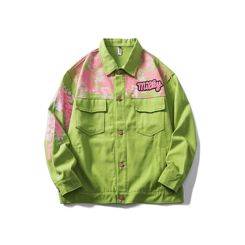 Simple Outer OdorResistant Treatment New Back Graffiti Print Multi Pocket European American Cross Border Men'S Coat in Spring 2021