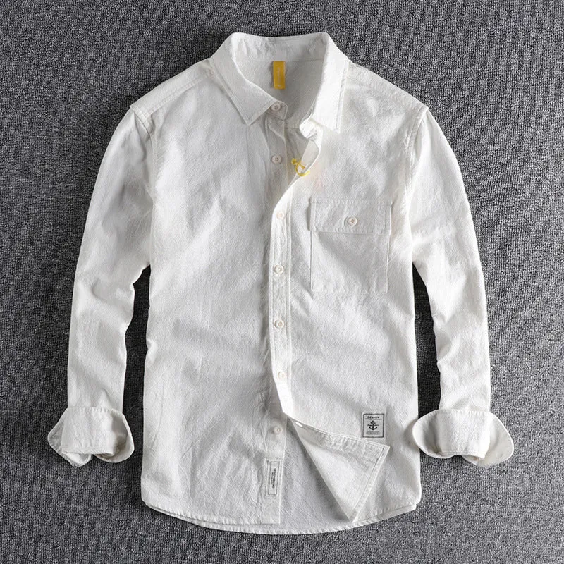 Denim Shirt New Retro Washed Texture Long-sleeved Shirt For Men
