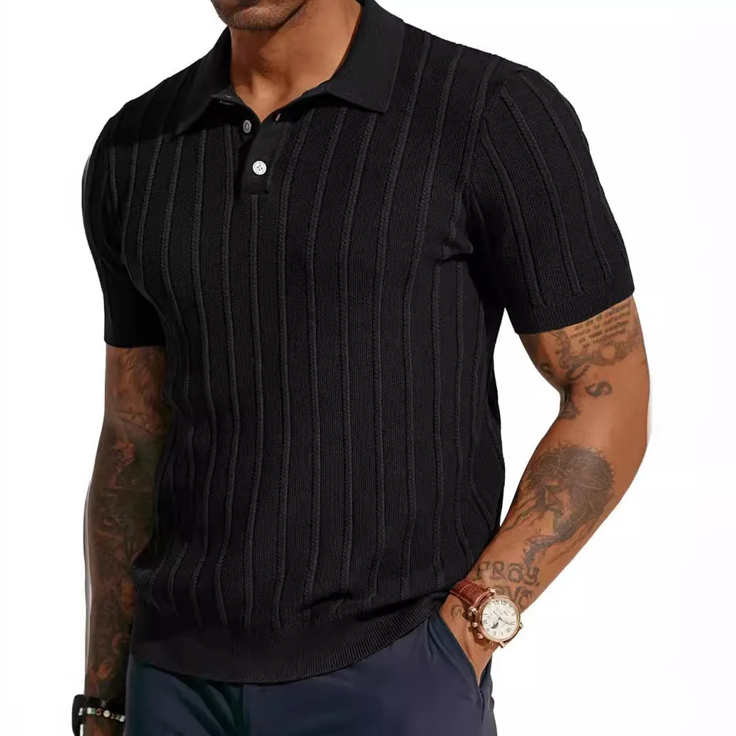LayeredNeckline New Summer Polo Shirt Short Sleeve V-neck Cool Breathable Top