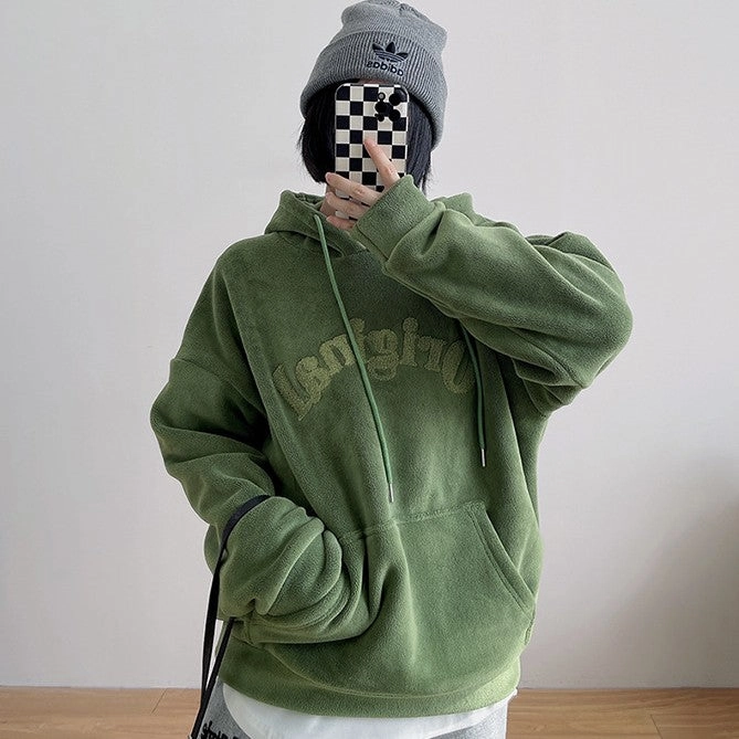 Double-sided Padded Thickened Auli Fleece Hooded Sweatshirt Eco Friendly Dye