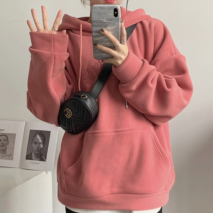 gym clothes Double-sided Padded Thickened Auli Fleece Hooded Sweatshirt