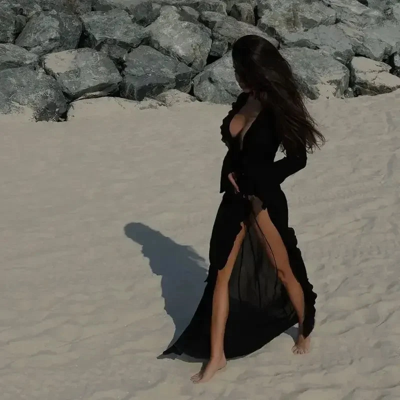 Ocean Style New Ruffled Beach Cover Up Dress