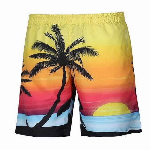 NIBESSER Brand Summer Beach Style Men Beach Shorts Quick Dry Men Printed Board Shorts Fashion Knee Length Short Trouser Ocean Swimwear Coastal Relaxation