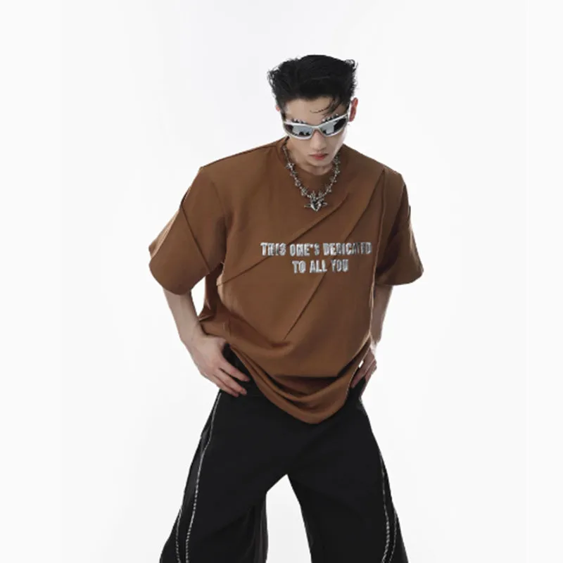 Niche Three-dimensional Printed Padded Shoulder T-shirt For Men Multi Directional Mobility