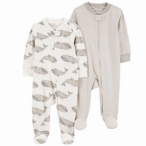 Baby Boys' 2-Pack Gray Whale Sleepers 1R067210-020 FrictionResistant Edges