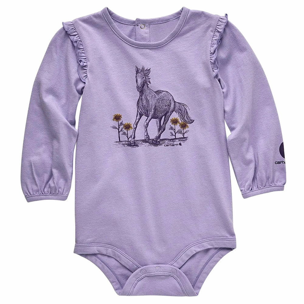 Compact Jacquard Weave Lightweight Fabric Girls' Long-Sleeve Etched Horse Bodysuit CA9992