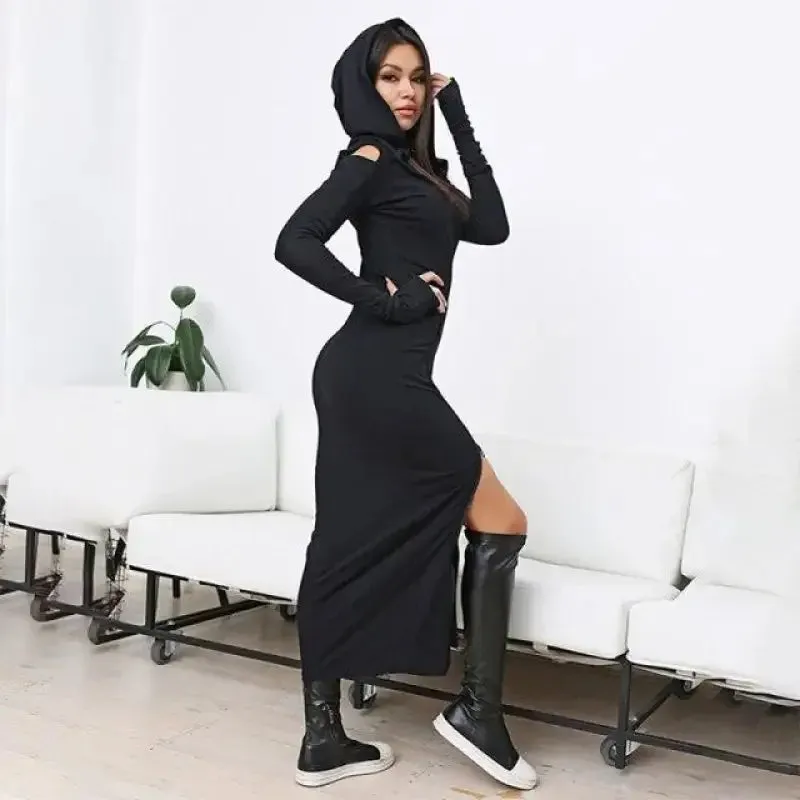 Split-Side Hooded Maxi Dress Craft Edge