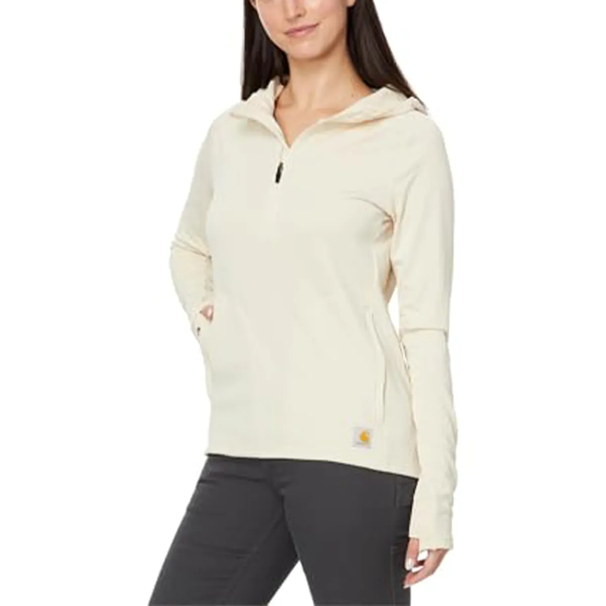 Women's Relaxed Fit Half-Zip Hooded Shirt 106456 Moisture Wicking Technology Professional Look