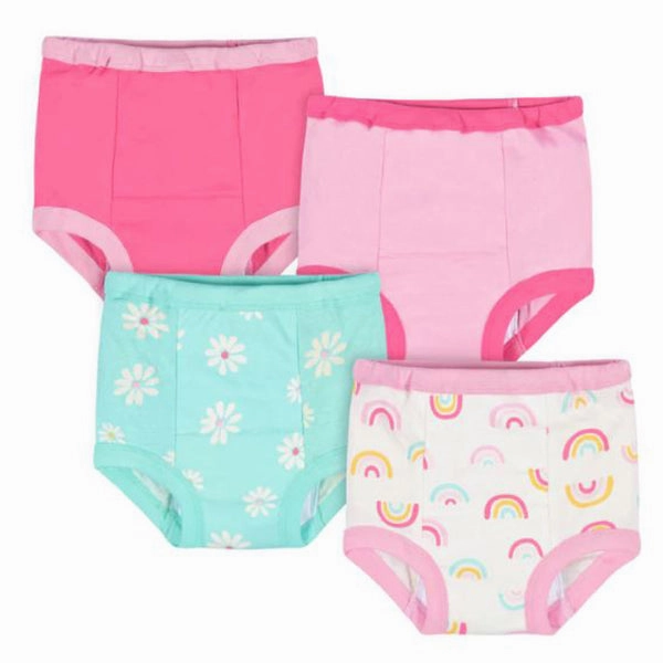 4-Pack Toddler Girls Rainbows & Daisies Training Pants 3468141DAG0320 Moisture Control Lining
