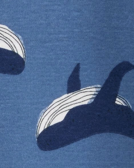 Baby Boy Whale Print Snug Fit Cotton Footie 1-Piece Pajamas - Navy 1S406310-969 QuickReleaseFastenings