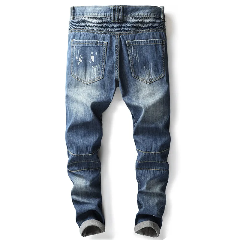 Stretch Minimalist Nostalgic Motorcycle Jeans Small Straight-Leg Pants