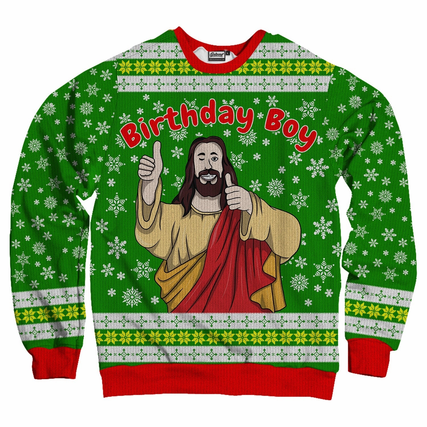 Light Fit 3D Geometric Pattern Printed Casual Oversize Round Neck Sweater