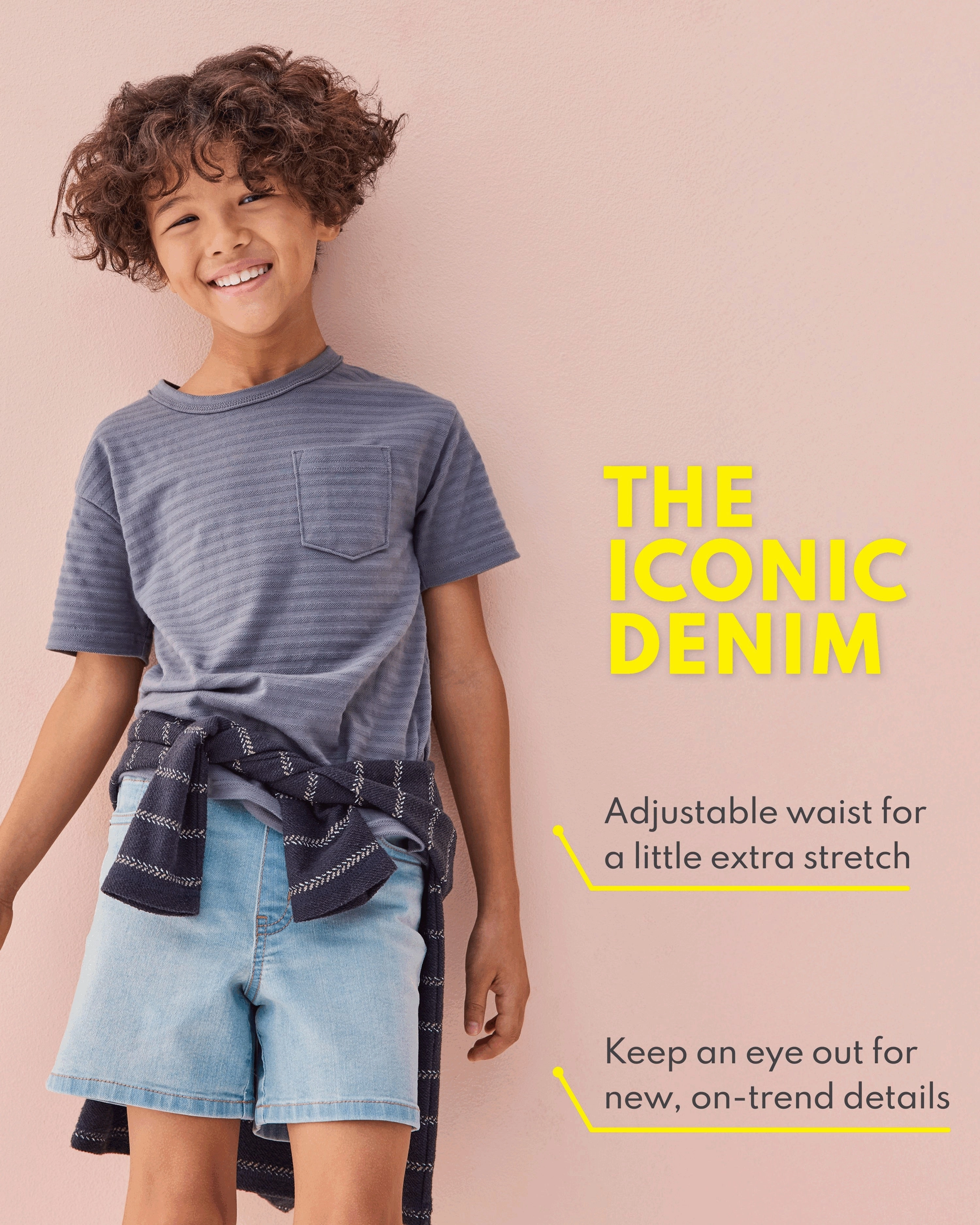 Boys Pull-On Denim Shorts - Navy 3S573410-463 MicrofiberBlend