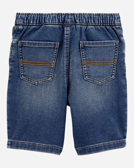 Flatlock Seam Technique Boys Pull-On Denim Shorts - Navy 3S573410-463