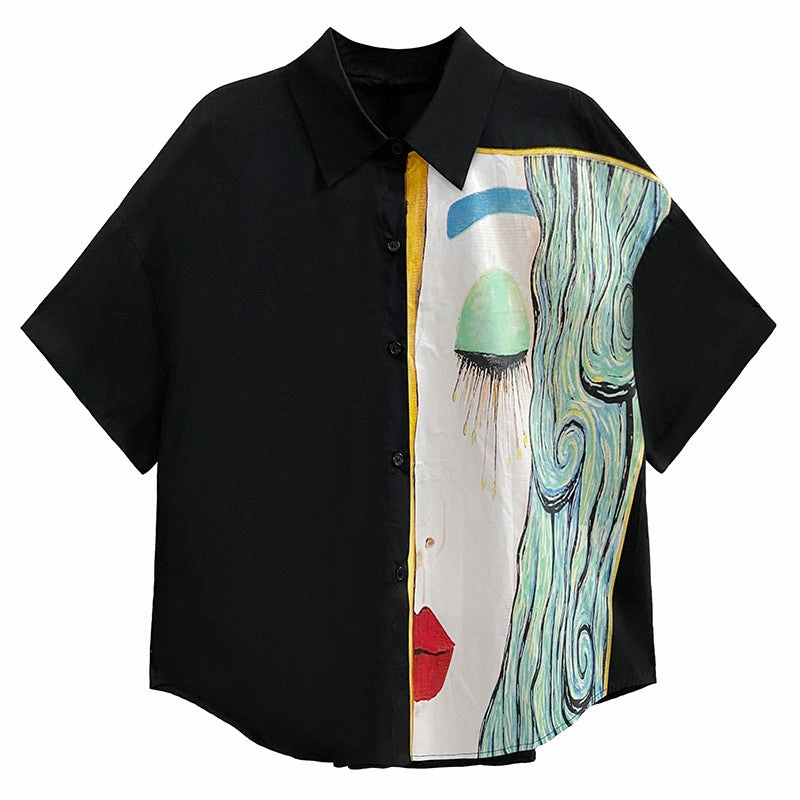 Women's Summer Thin Loose Printed Short-sleeved Shirt Casual Option Stylish Comfort