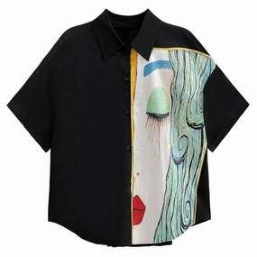 Women's Summer Thin Loose Printed Short-sleeved Shirt Casual Option Stylish Comfort