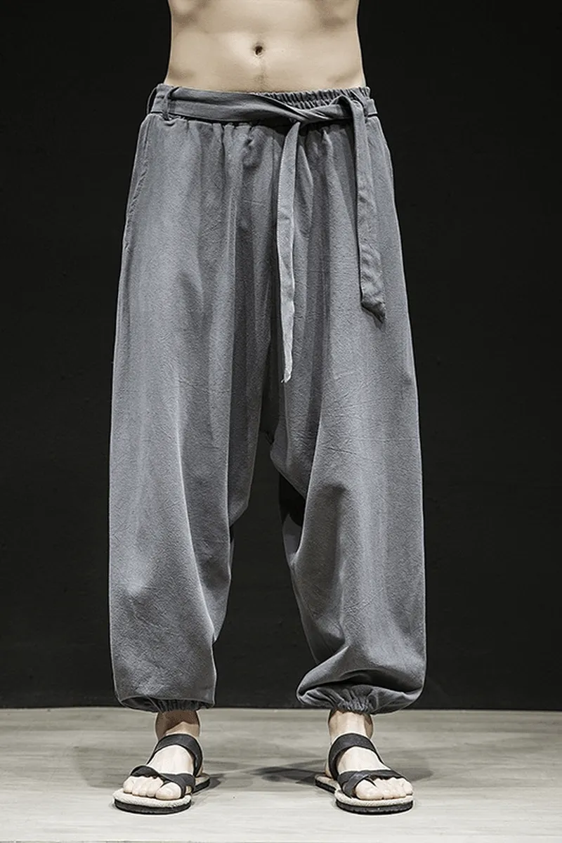 No Tag NonChafingEdges Spring and Summer New Chinese Style Pants Men'S Elastic Band Width